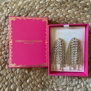 Christian Siriano Rhinestone and Pearl Statement Earrings